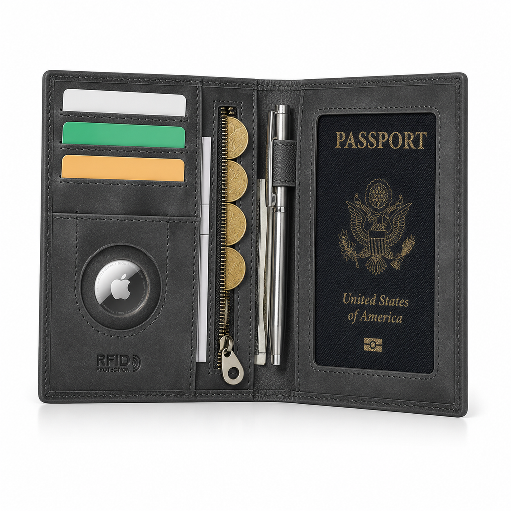 Passeport en Cuir Véritable