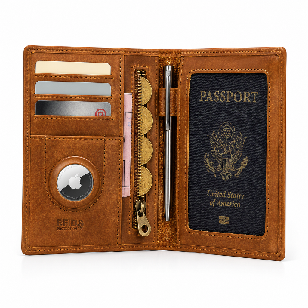 Passeport en Cuir Véritable