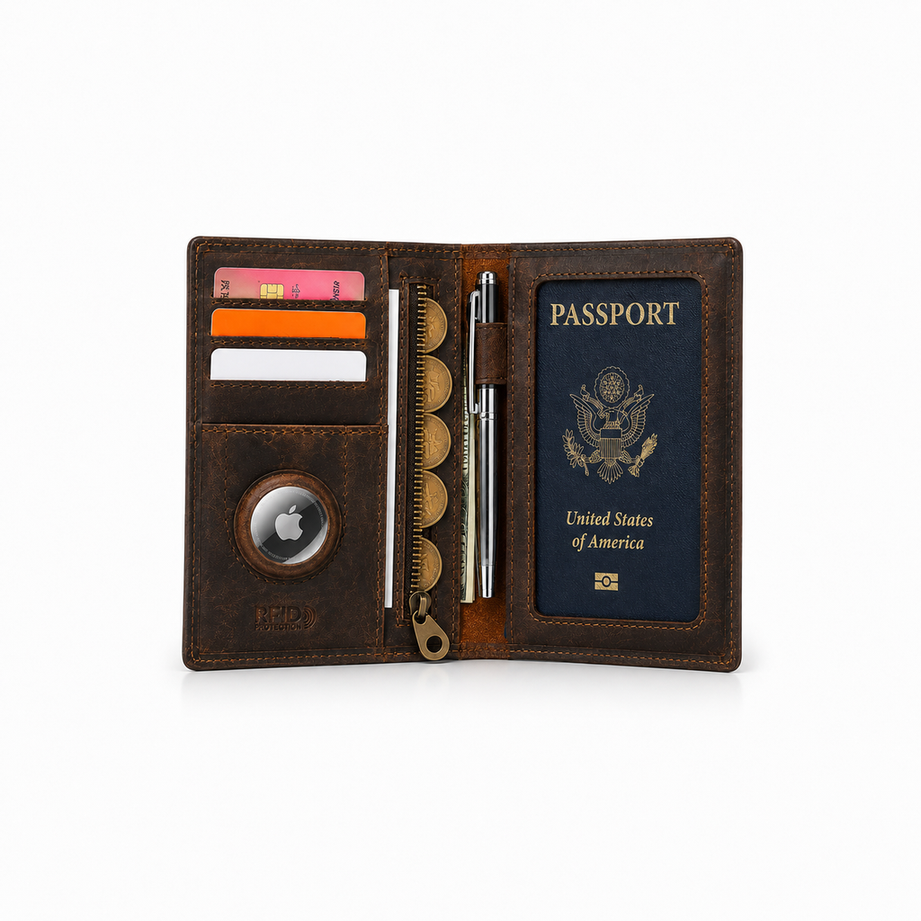 Passeport en Cuir Véritable