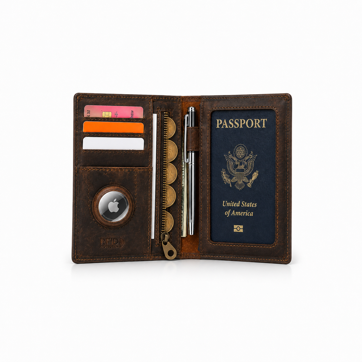 Passeport en Cuir Véritable