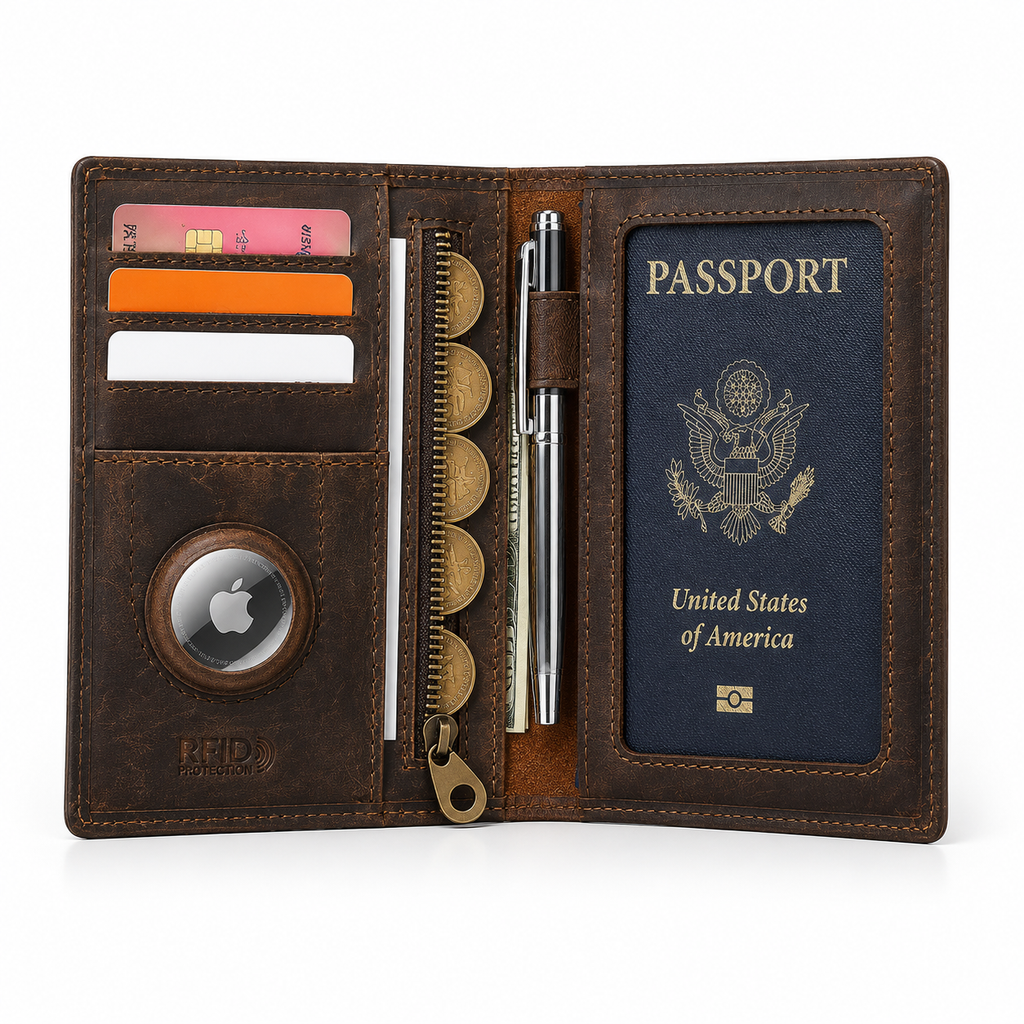 Passeport en Cuir Véritable