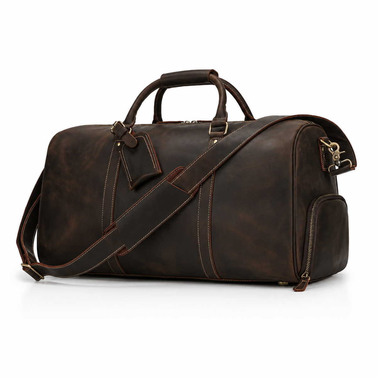 Sac de Voyage en Cuir Noir Maison Vellier