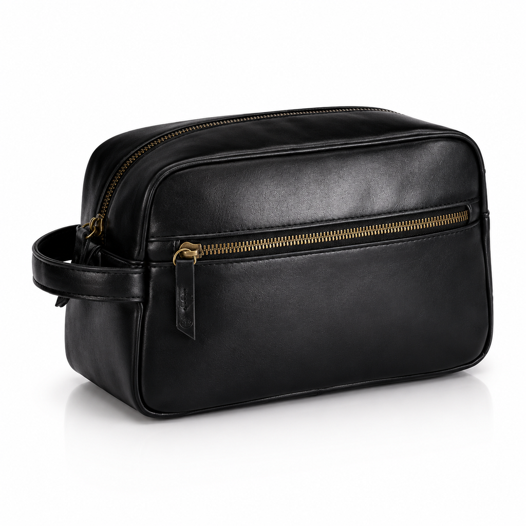 Trousse de Toilette Imperméable en Cuir Véritable