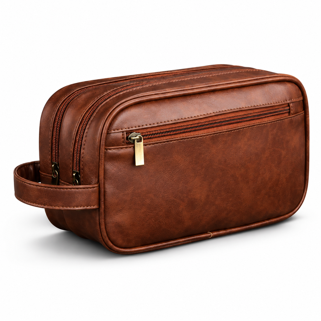 Trousse de Toilette Imperméable en Cuir