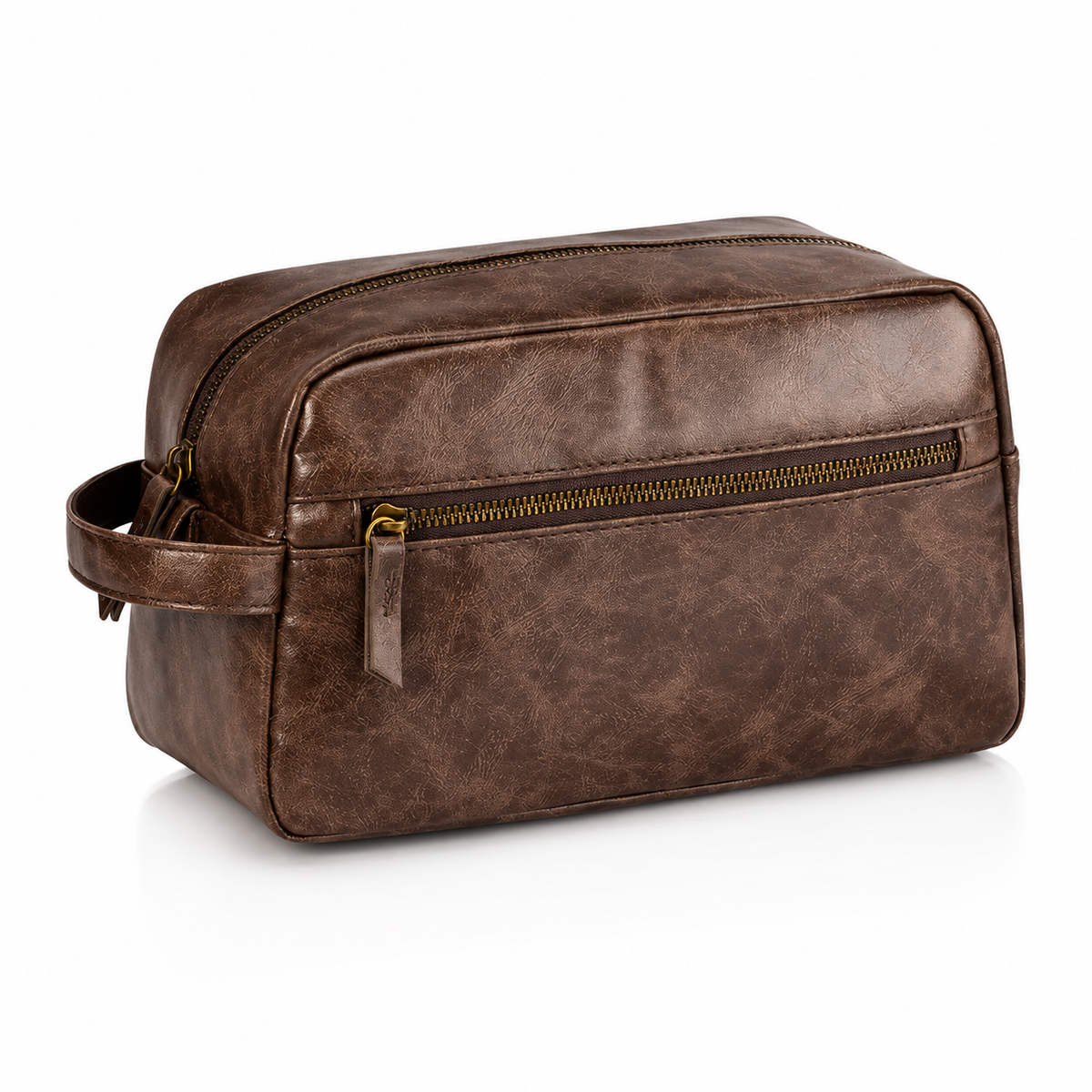 Trousse de Toilette Imperméable en Cuir Véritable