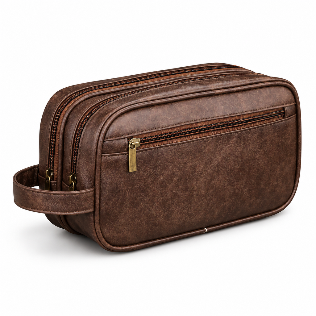 Trousse de Toilette Imperméable en Cuir